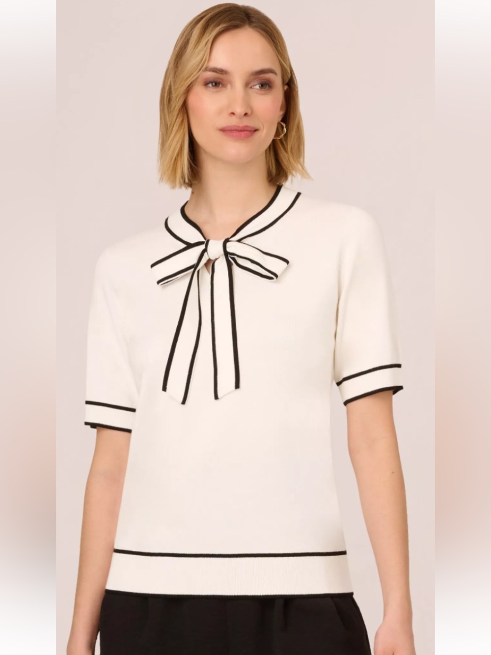 Adrianna Papell Bow-Tie Short Sleeve Knit Top - Picture 4 of 16